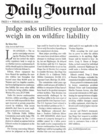 Daily journal clipping on wildfire liability