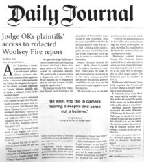 Daily journal clipping on Woolsey fire