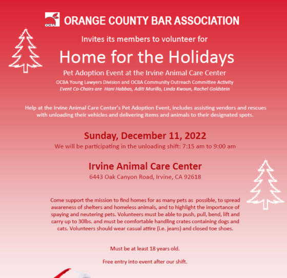 OCBA’s Home for the Holidays Pet Adoption Event