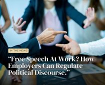 Berger Kahn Attorneys Published in Reuters and Westlaw Today in “Free Speech At Work? How Employers Can Regulate Political Discourse”